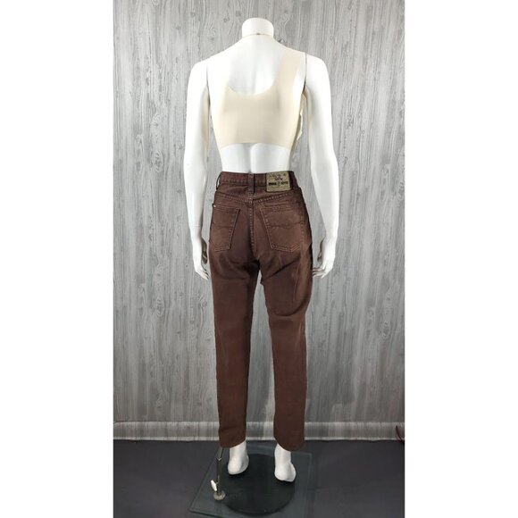 Vintage 90s Jordache Jean Mom Jean Tapered Leg High Waist Relaxed Brown Denim - Picture 3 of 8